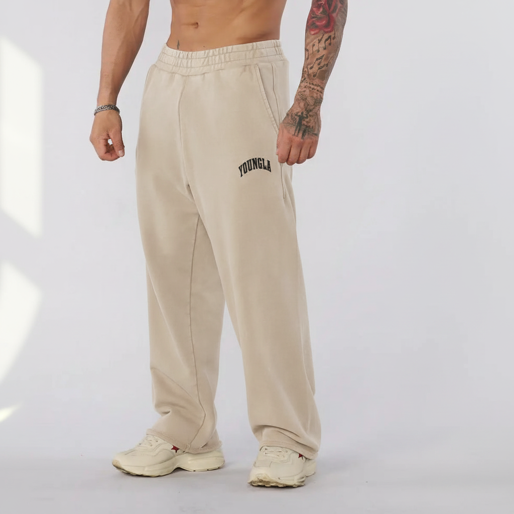 Young LA New Wave Baggy Sweats in Beige