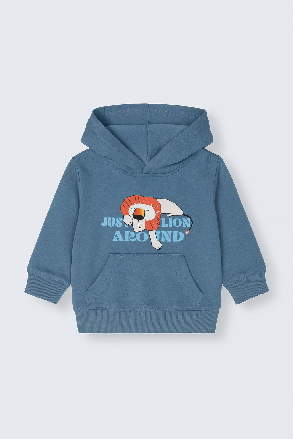 Kids Blue “Just Lion Around” Graphic Hoodie