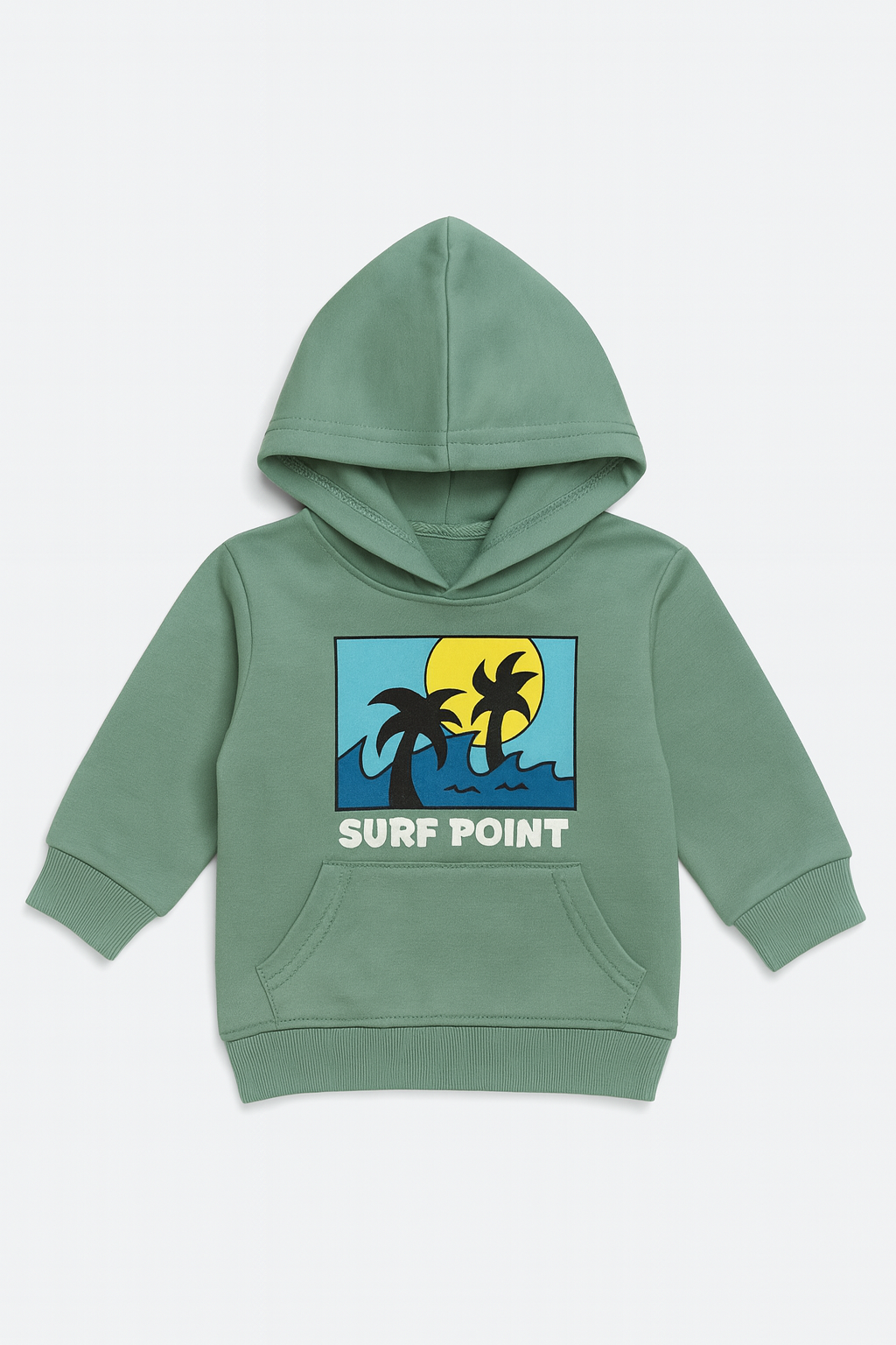 Toddler “Surf Point” Graphic Hoodie – Sage Green