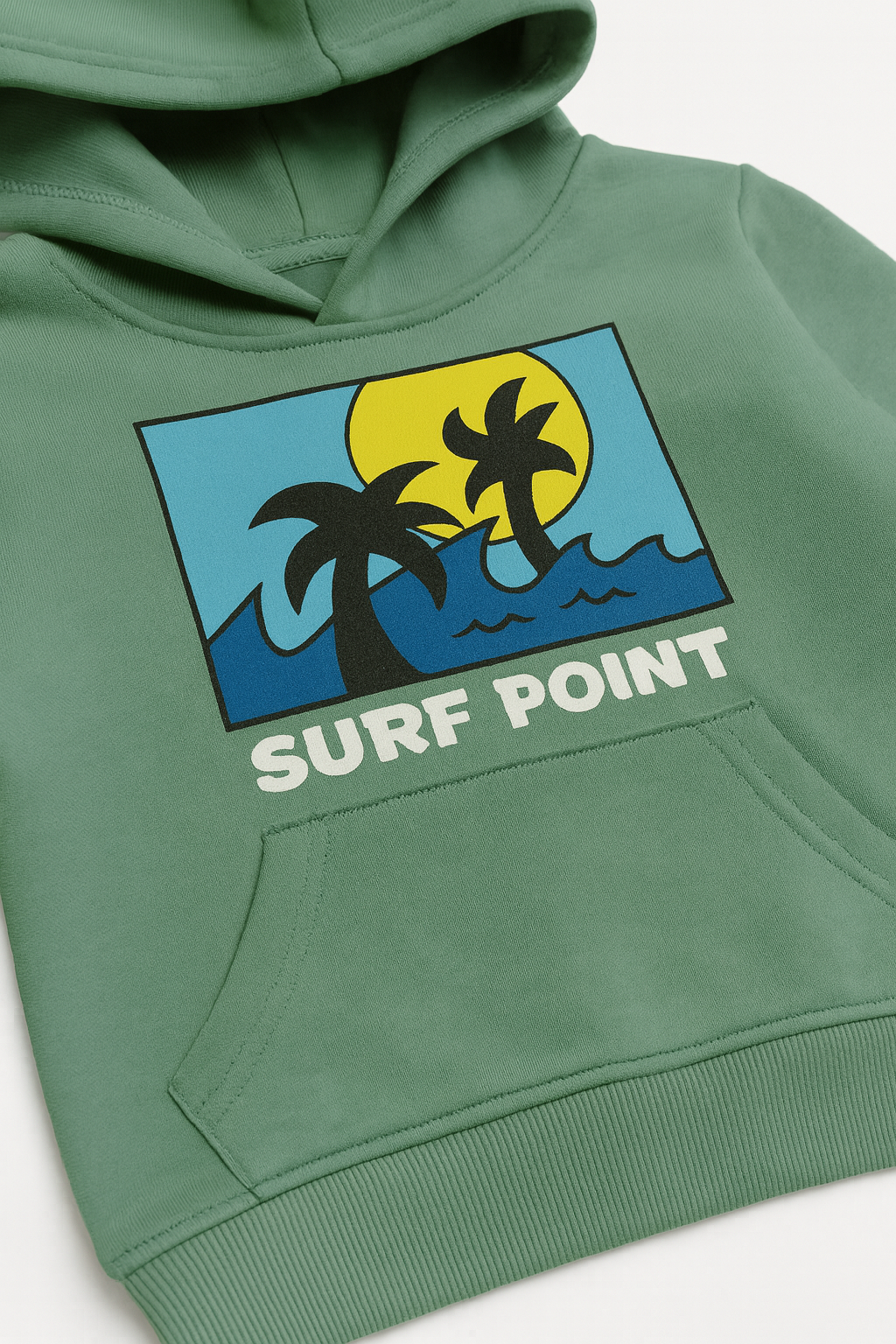 Toddler “Surf Point” Graphic Hoodie – Sage Green