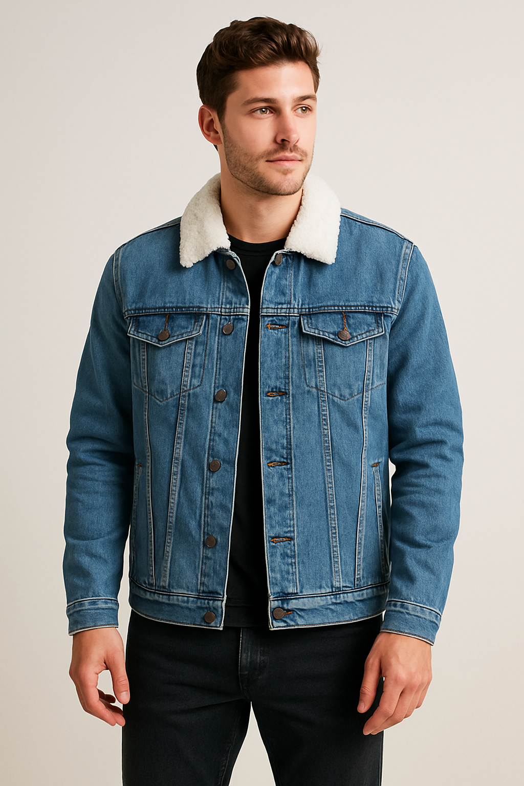 Soul Star Men’s Sherpa-Lined Denim Jacket