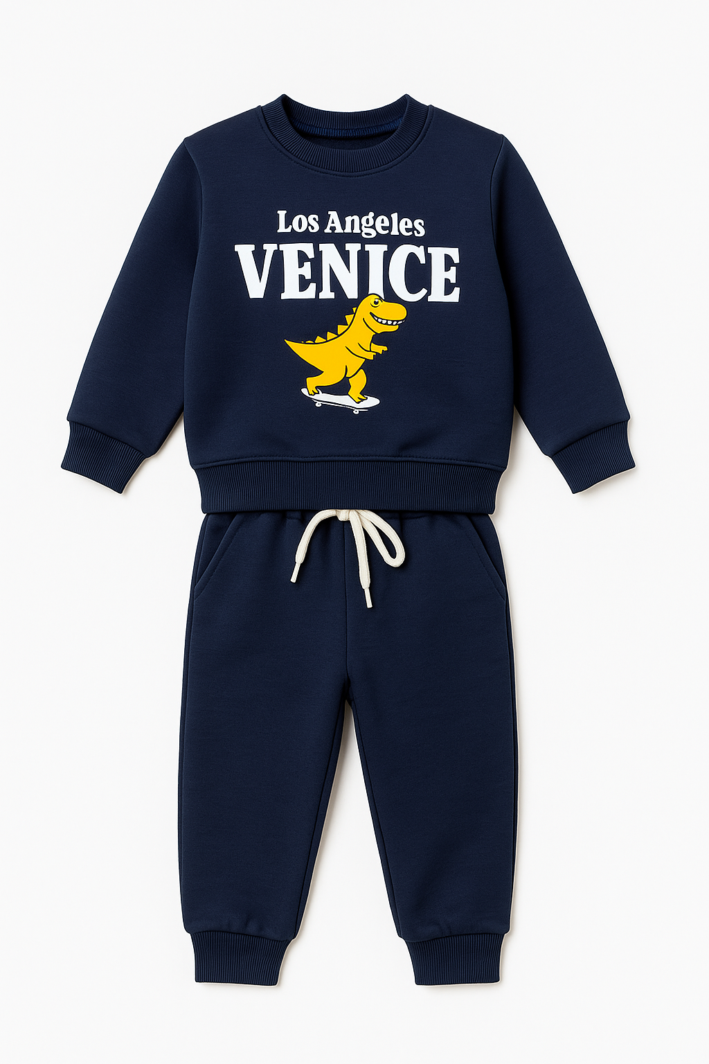 Kids Winter Tracksuit “Los Angeles Venice” Dino Skate Print (2-Piece Set)